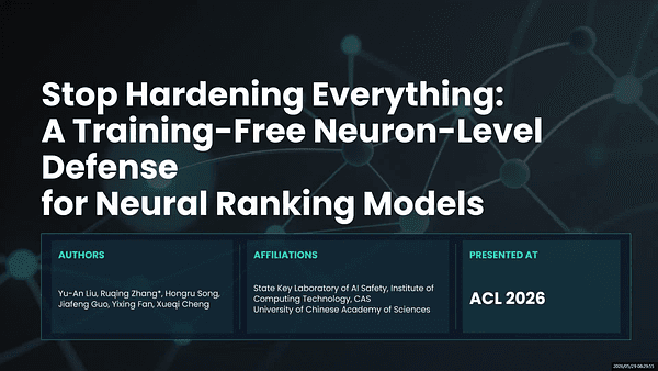Stop Hardening Everything: A Training-Free Neuron-Level Defense for Neural Ranking Models