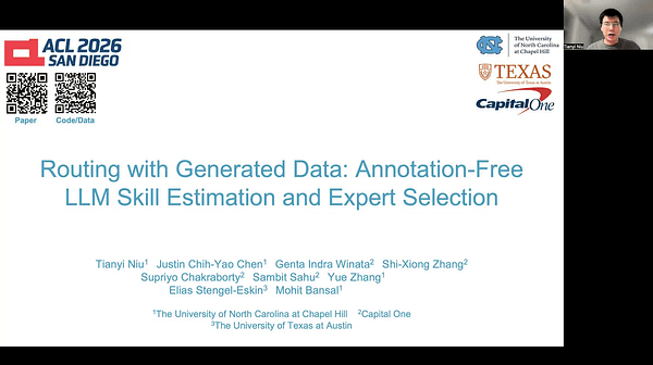 Routing with Generated Data: Annotation-Free LLM Skill Estimation and Expert Selection