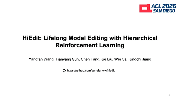 HiEdit: Lifelong Model Editing with Hierarchical Reinforcement Learning