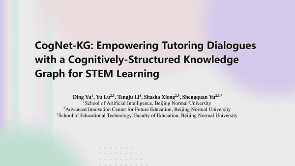 CogNet-KG: Empowering Tutoring Dialogues with a Cognitively-Structured Knowledge Graph for STEM Learning
