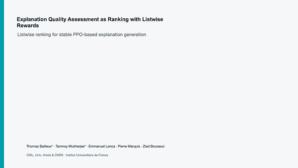 Explanation Quality Assessment as Ranking with Listwise Rewards