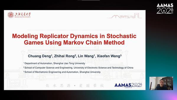 Modeling Replicator Dynamics in Stochastic Games Using Markov Chain Method