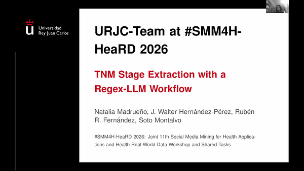 URJC-Team at #SMM4H-HeaRD 2026: TNM Stage Extraction with a
Regex-LLM Workflow