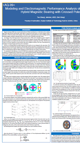  Modeling and Electromagnetic Performance Analysis of the Novel DC Hybrid Magnetic Bearing with Crossed Poles