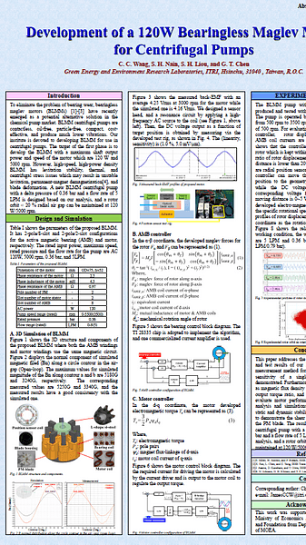  Development of a 120W Bearingless Maglev Motor for Centrifugal Pumps