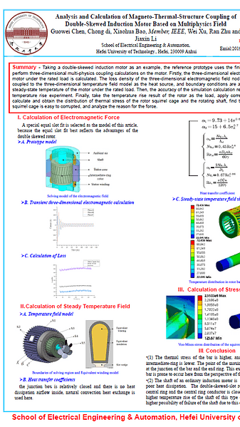  Analysis and Calculation of Magneto-Thermal-Structure Coupling of Double-skewed Induction Motor based on Multiphysics field