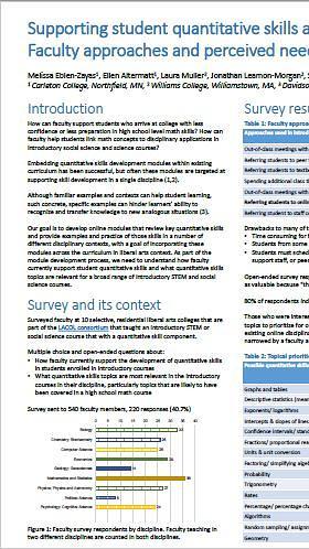 Supporting student quantitative skills across introductory STEM courses: faculty approaches and perceived needs