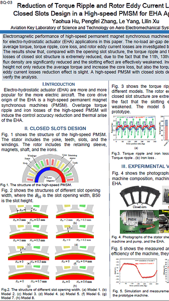  Reduction of Torque Ripple and Rotor Eddy Current Losses by Closed Slots Design in a High-speed PMSM for EHA Applications