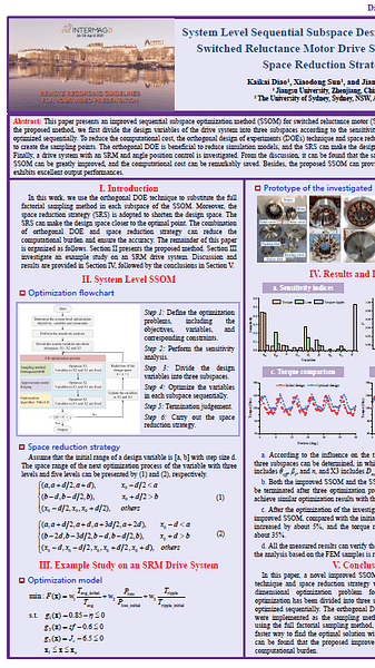  System Level Sequential Subspace Design Optimization of Switched Reluctance Motor Drive Systems Based on Space Reduction Strategy