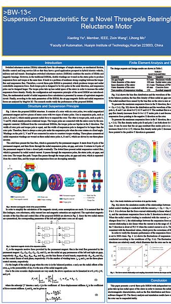  Suspension Characteristics for a Novel Three-pole Bearingless Switched Reluctance Motor