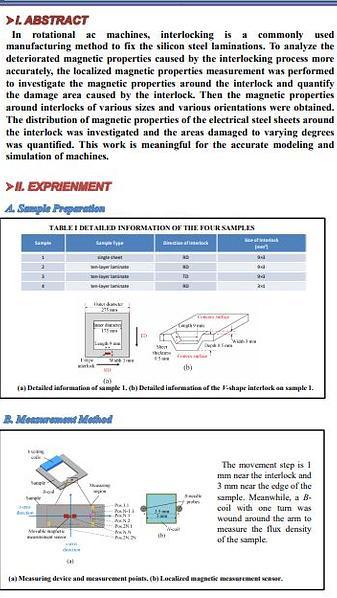  Localized Magnetic Properties Measurement of Interlocking Core Laminations