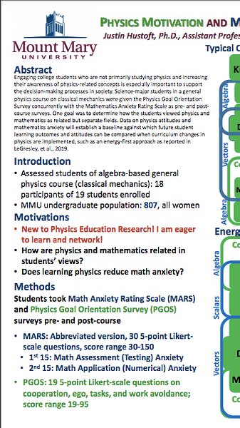 Physics Motivation and Math Anxiety at a Small Liberal Arts College