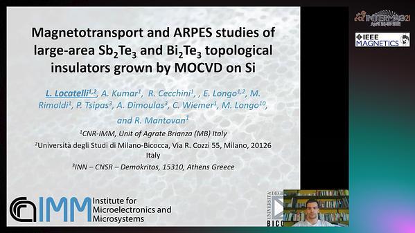  Magnetotransport and ARPES studies of large-area Sb2Te3 and Bi2Te3 topological insulators grown by MOCVD on Si