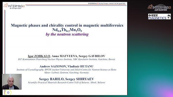  Magnetic phases and chirality control in magnetic multiferroics Nd0.8Tb0.2Mn2O5 by the neutron scattering