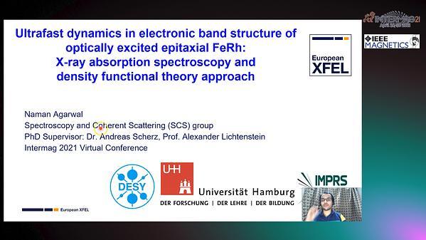  Ultrafast dynamics in electronic band structure of optically excited epitaxial FeRh: X-ray absorption spectroscopy and density functional theory approach