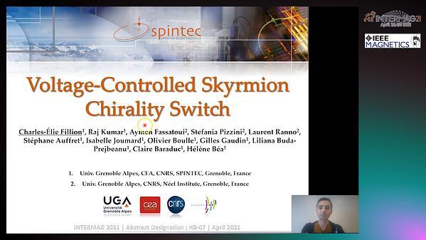  Voltage-Controlled Skyrmion Chirality Switch