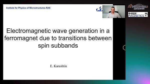  Electromagnetic wave generation in a ferromeagnet due to transitions between spin subbands