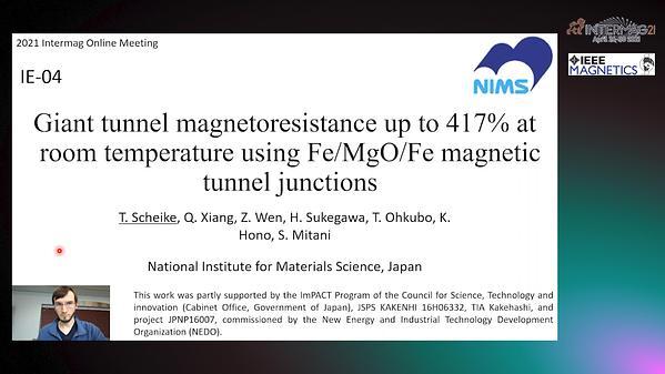  Giant tunnel magnetoresistance up to 417% at room temperature using Fe/MgO/Fe magnetic tunnel junctions