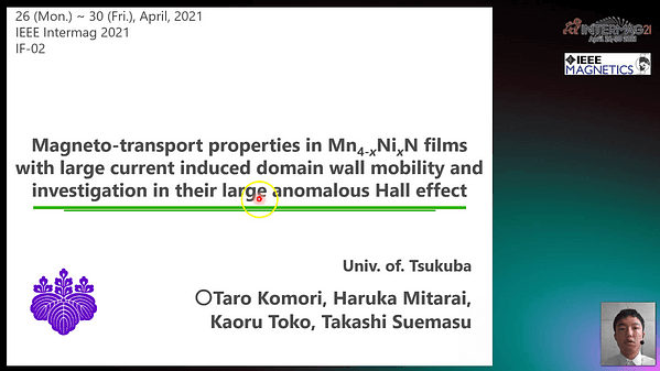  Magneto-transport properties in Mn4-xNixN films with large current induced domain wall mobility and investigation in their large anomalous Hall effect