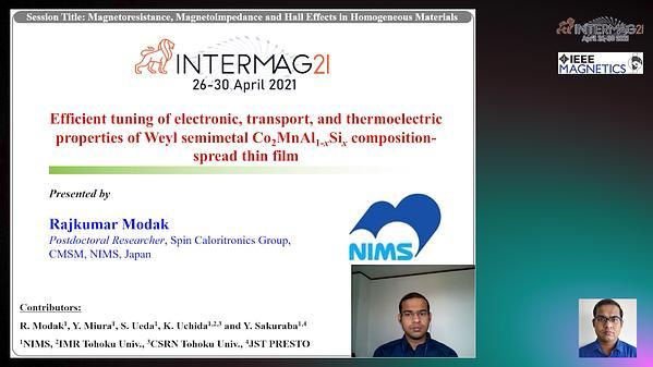  Efficient tuning of electronic, transport, and thermoelectric properties of Weyl semimetal Co2MnAl1-xSix composition-spread thin film