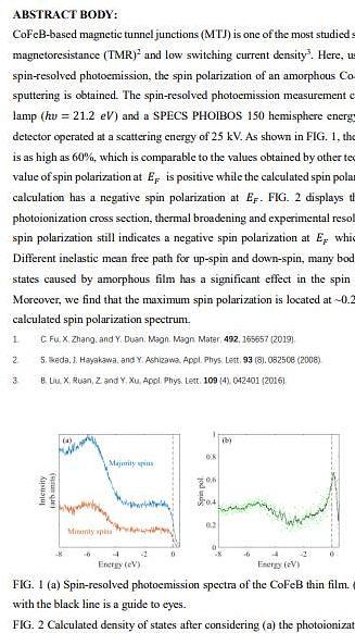  Direct Observation of Spin Polarization in Amorphous CoFeB Thin Film