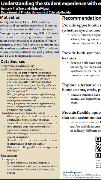 Understanding the student experience with emergency remote teaching (PERC)