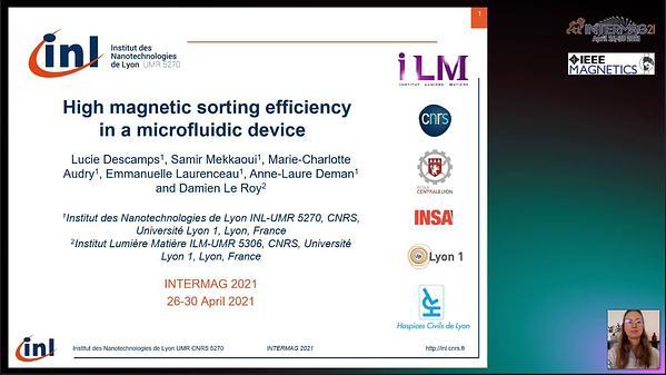  High magnetic sorting efficiency in a microfluidic device