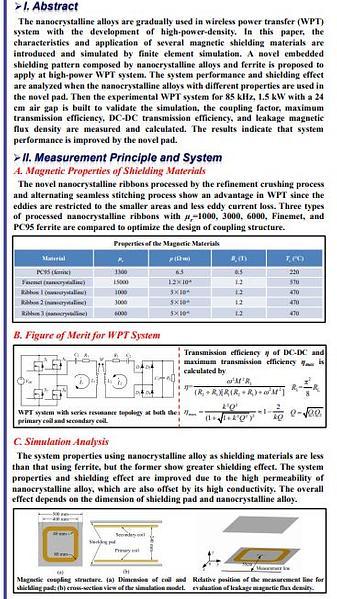  Comprehensive Analysis of Nanocrystalline Ribbon Cores in High-Power-Density WPT Pads for Electric Vehicles