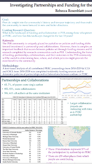 Investigating partnerships and funding for the Physics Education Research community - Poster