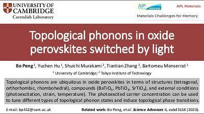 Topological phonons in oxide perovskites controlled by light