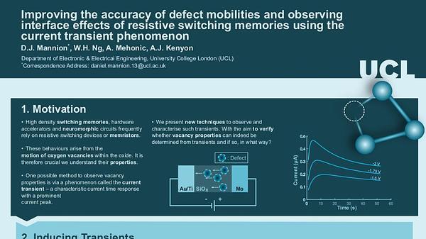 Improving the accuracy of defect mobilities and observing interface effects of resistive switching memories using the current transient phenomenon