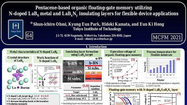 Pentacene-based organic floating-gate memory utilizing N-doped LaB6 metal and LaBxNy insulating layers for flexible device applications