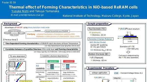 Thermal effect of Forming Characteristics in NiO-based ReRAM cells