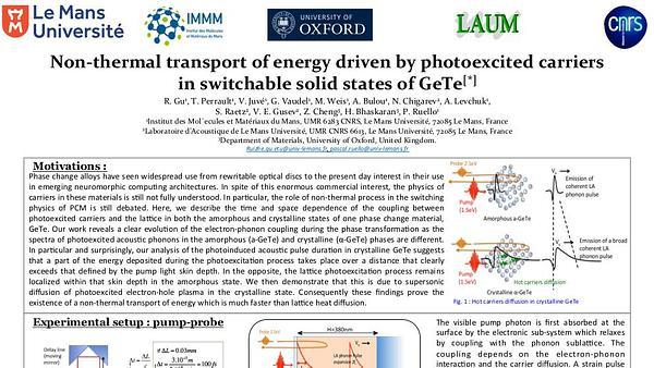 Non-thermal transport of energy driven by photoexcited carriers in switchable solid states of GeTe