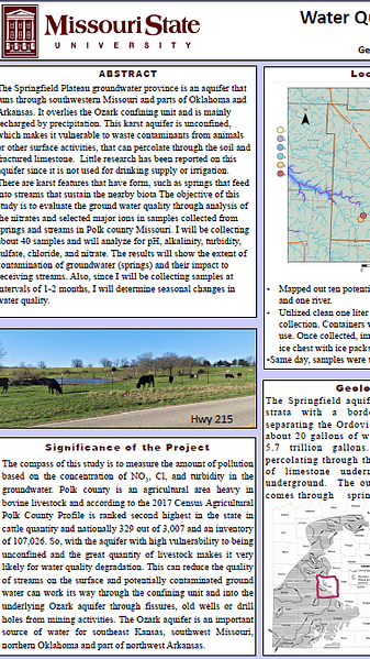 Water Quality Analysis of the Springfield Plateau Aquifer