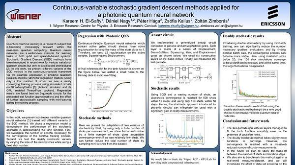 Continuous-variable stochastic gradient descent methods applied for
a photonic quantum neural network