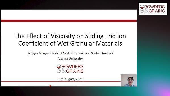 The effect of liquid viscosity on sliding friction coefficient of wet granular materials
