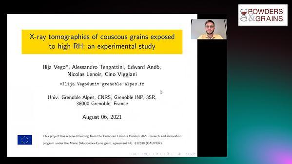 X-ray tomographies of a water-sensitive granular material (couscous) exposed to high relative humidity: an experimental study