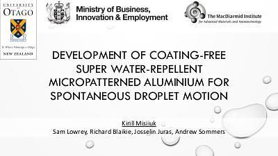 Development of Coating-free Super Water-repellent Micropatterned Aluminium for Spontaneous Droplet Motion