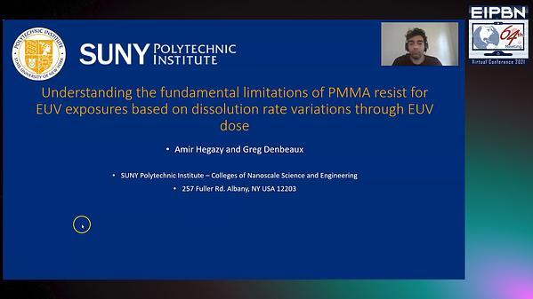 Understanding the fundamental limitations of PMMA resist for EUV exposures based on dissolution rate variations through EUV dose