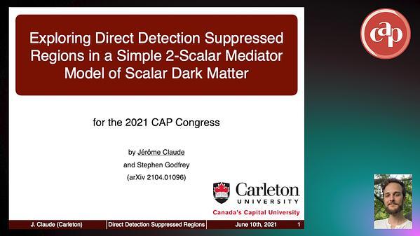 Exploring Direct Detection Suppressed Regions in a Simple 2-Scalar Mediator Model of Scalar Dark Matter