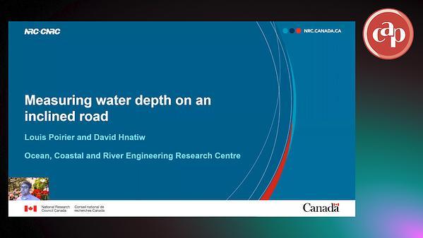 Measuring water depth on an inclined road