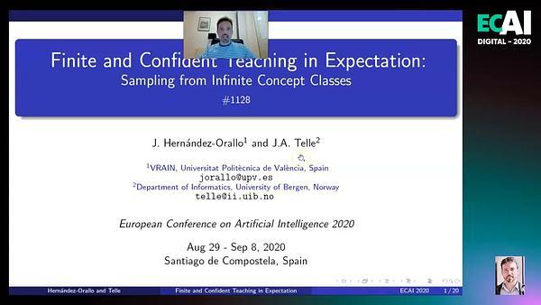 Finite and Con dent Teaching in Expectation: Sampling from In finite Concept Classes