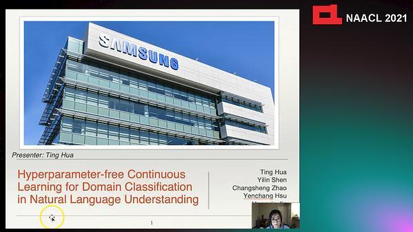 Hyperparameter-free Continuous Learning for Domain Classification in Natural Language Understanding