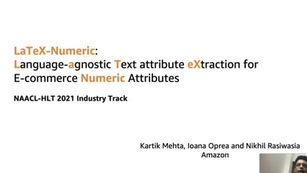 LATEX-Numeric: Language Agnostic Text Attribute Extraction for Numeric Attributes