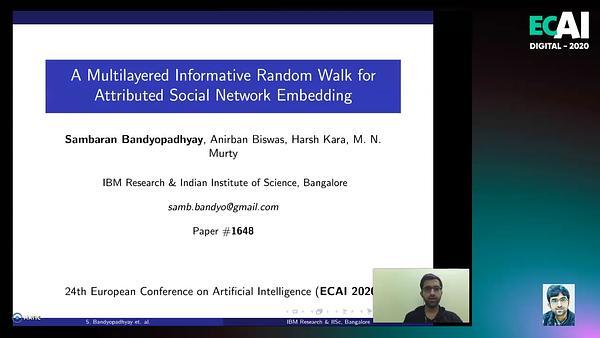 A Multilayered Informative Random Walk for Attributed Social Network Embedding