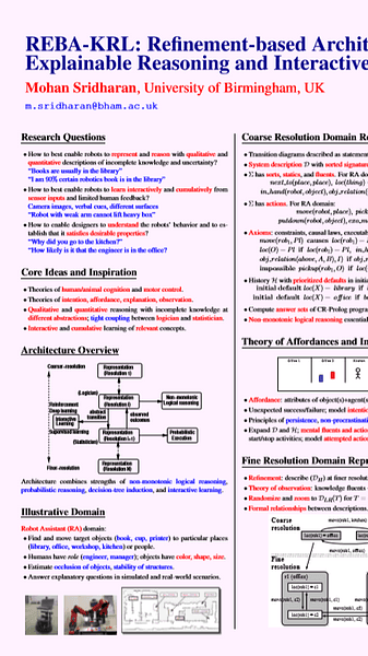 REBA-KRL: Refinement-based Architecture for Knowledge Representation, Explainable Reasoning, and Interactive Learning in Robotics