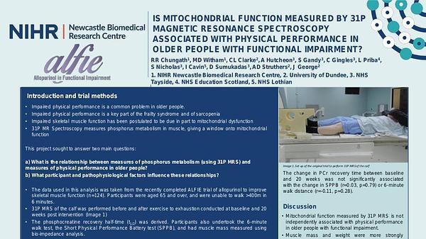 Is Mitochondrial Function Measured by 31p Magnetic Resonance Spectroscopy Associated With Physical Performance in Older People With Functional Impairment?