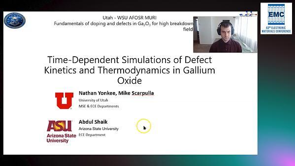 Time-Dependant Simulations of Defect Kinetics and Thermodynamics in Gallium Oxide