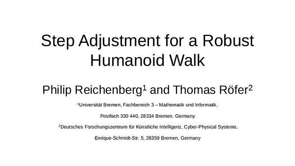 Step Adjustment for a Robust Humanoid Walk